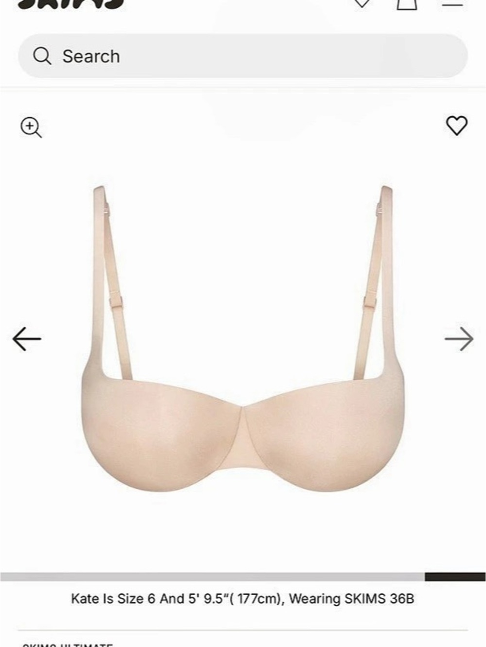 SKIMS Ultimate Balconette Push-Up Bra Beige 40D